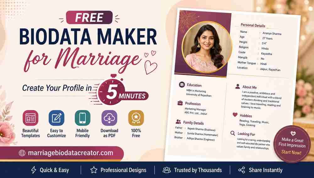 Free Biodata Maker for Marriage: Create Your Profile in 5 Minutes