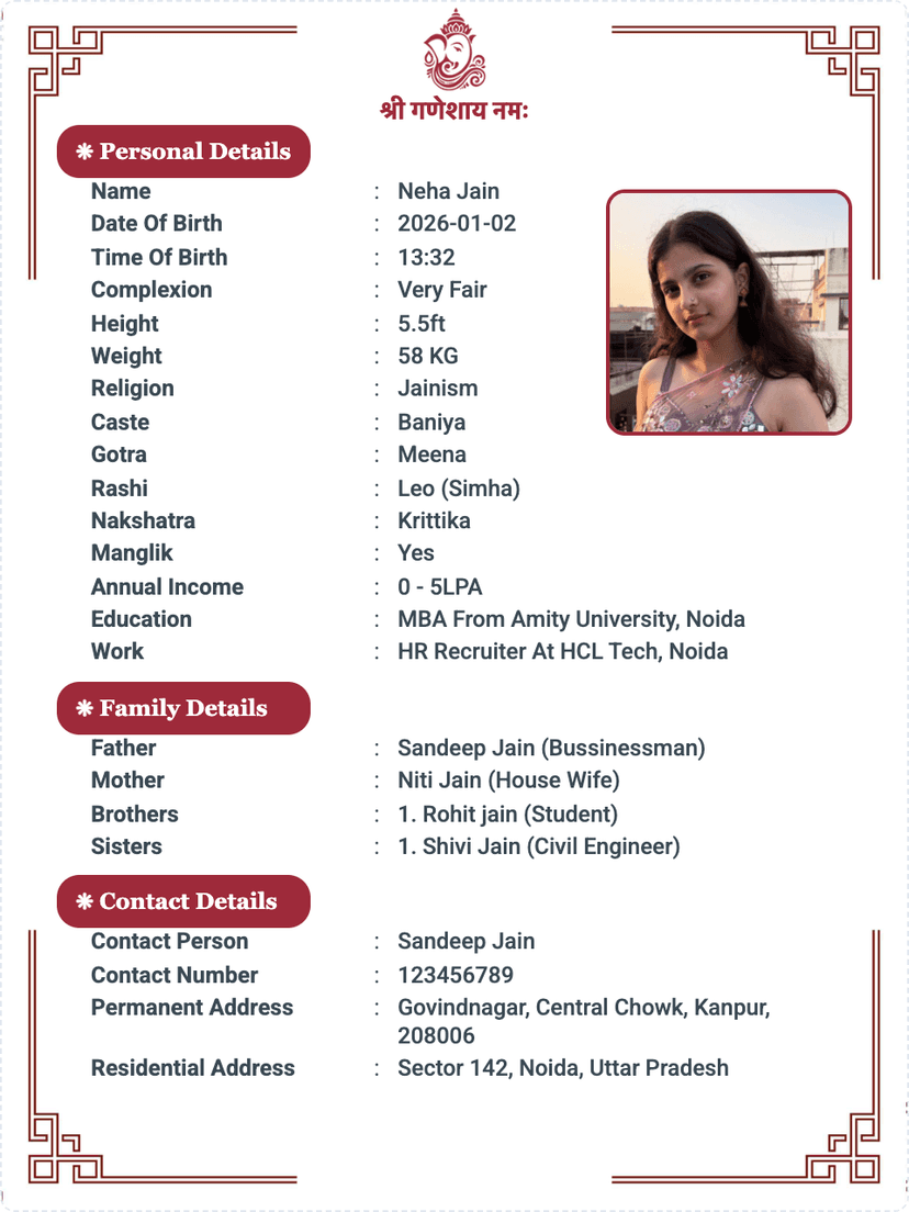 Marriage Biodata Format for Doctors - Professional & Elegant Templates