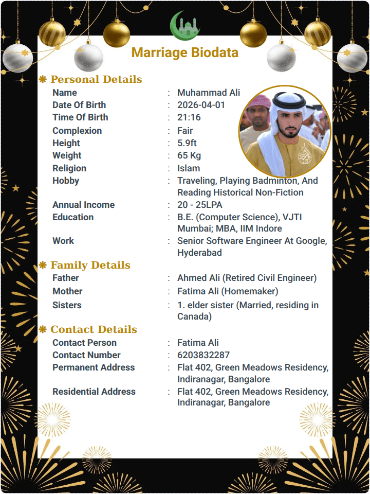 Marriage Biodata Format for boy and girl