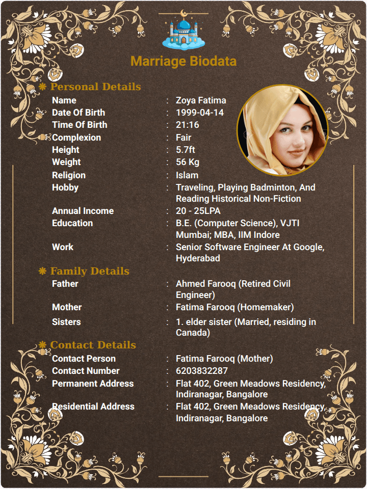 Muslim Biodata Maker for marriage