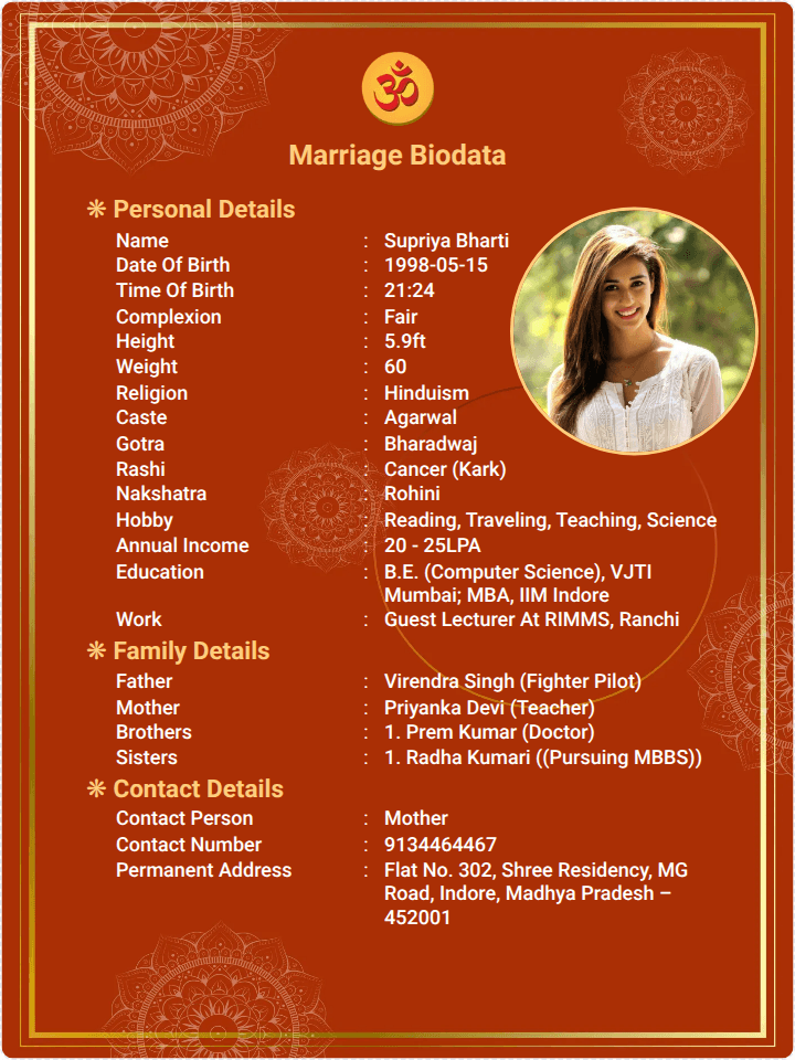 AI Marriage Biodata Maker – Free Online Biodata Creator with PDF Download