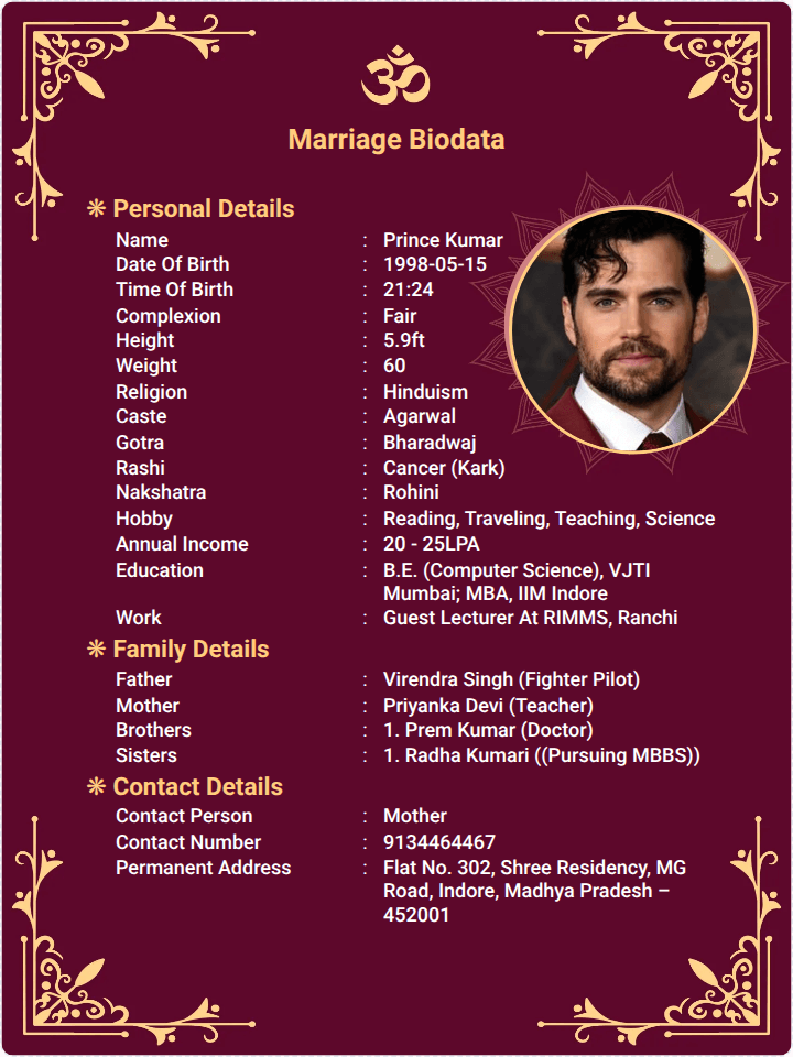 Marriage Biodata Maker Online – Create a Professional Marriage Biodata in Minutes